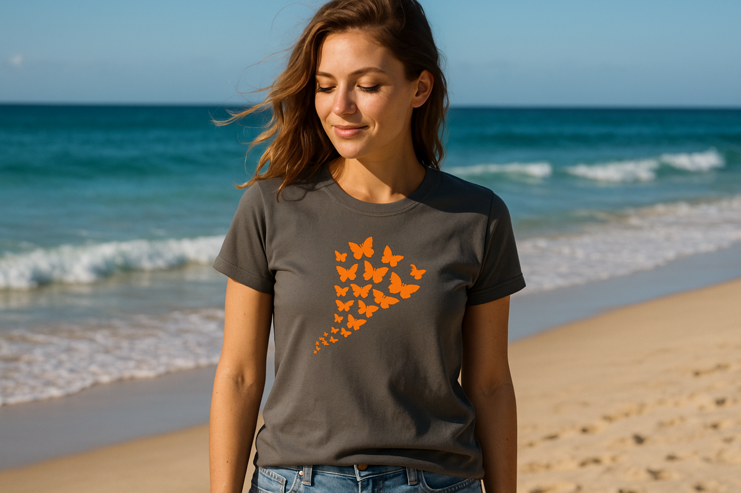 Women’s Butterfly Tornado Tee | Sunset | 100% Cotton | Semi-Fitted