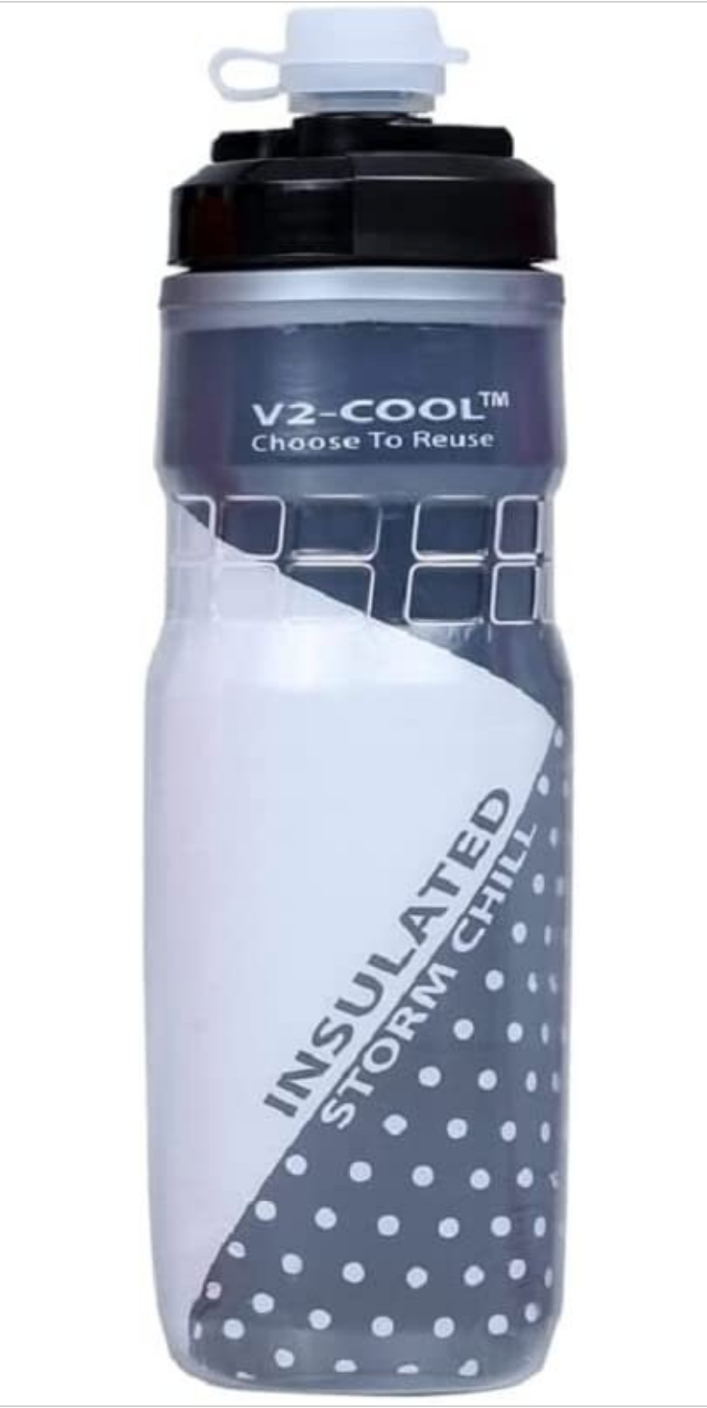 V2-Cool Storm Chill Insulated Water Bottle 620ml/ 20 oz |Slim & Leak Proof Cycling Water Bottle for Outdoor Sports & Activities|Double Wall Insulated Bottle, Cold Water Bottle for Travel & Gym (Black)