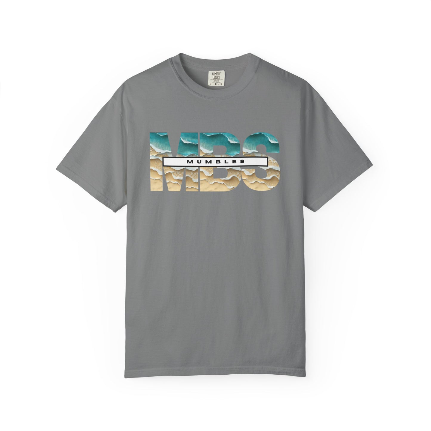 Mumble Sea Shore Waves | MBS Beach Photo Text T-shirt | Coastal Wave Typography Tee