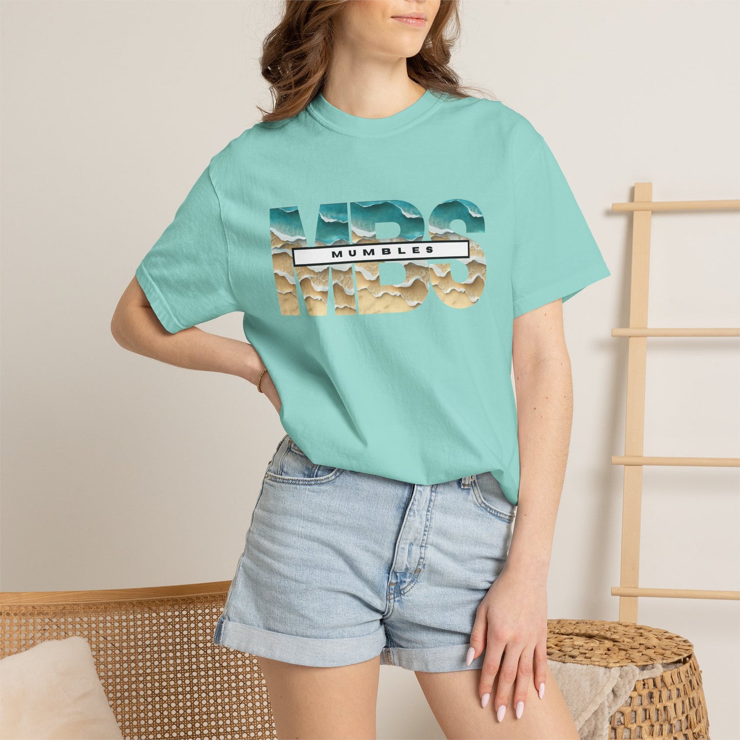 Mumble Sea Shore Waves | MBS Beach Photo Text T-shirt | Coastal Wave Typography Tee