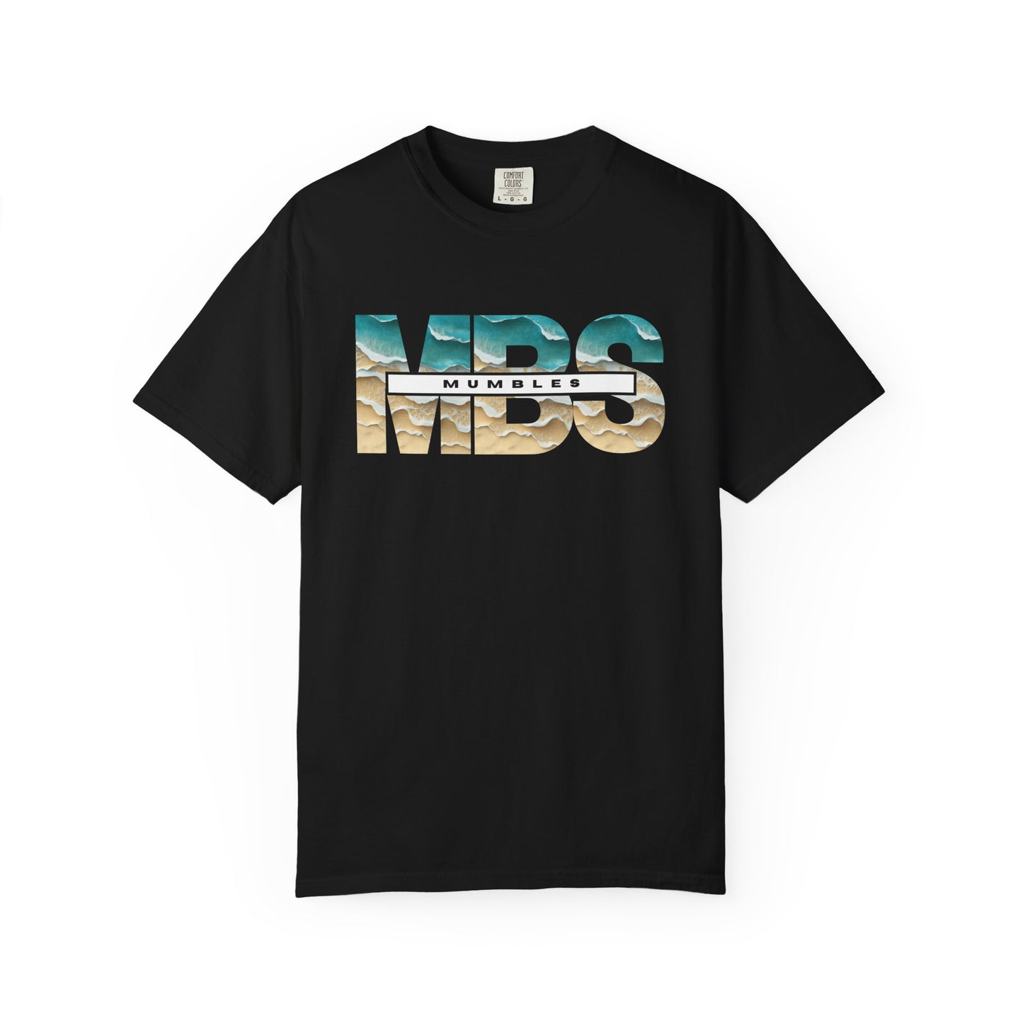 Mumble Sea Shore Waves | MBS Beach Photo Text T-shirt | Coastal Wave Typography Tee