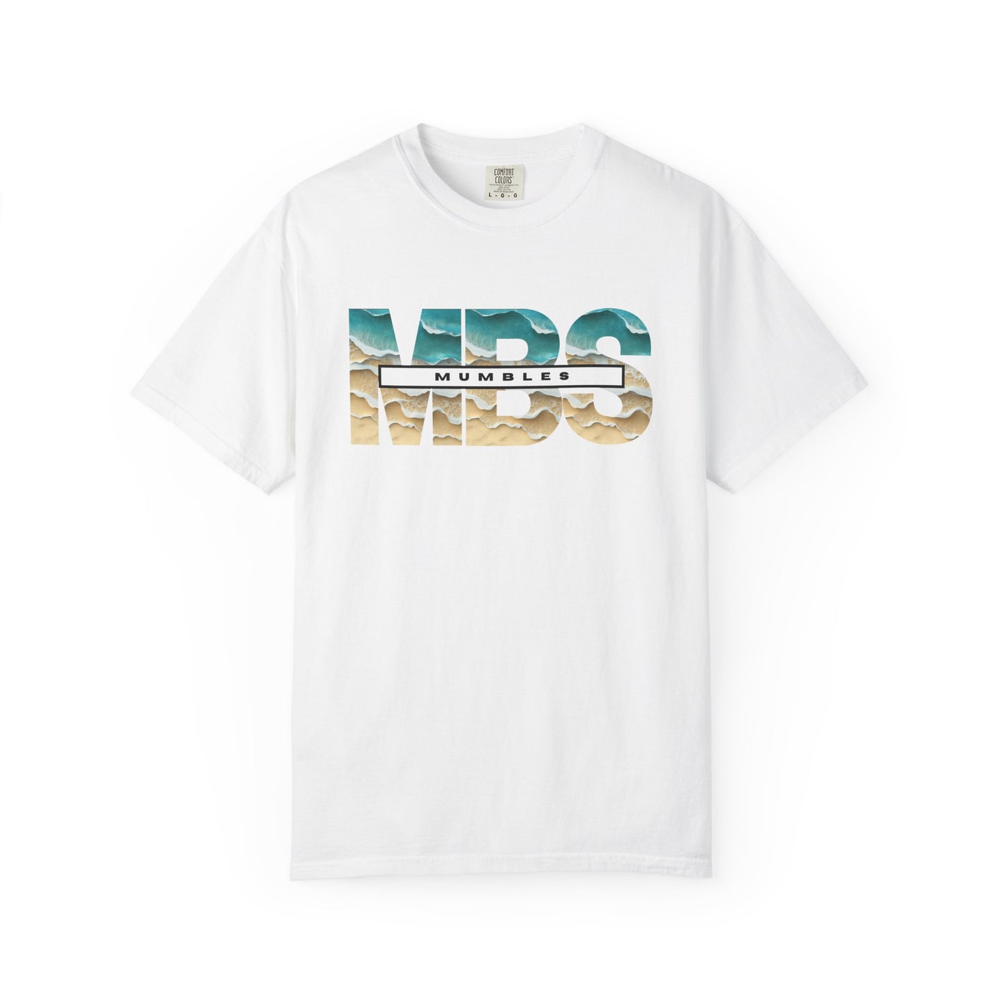 Mumble Sea Shore Waves | MBS Beach Photo Text T-shirt | Coastal Wave Typography Tee