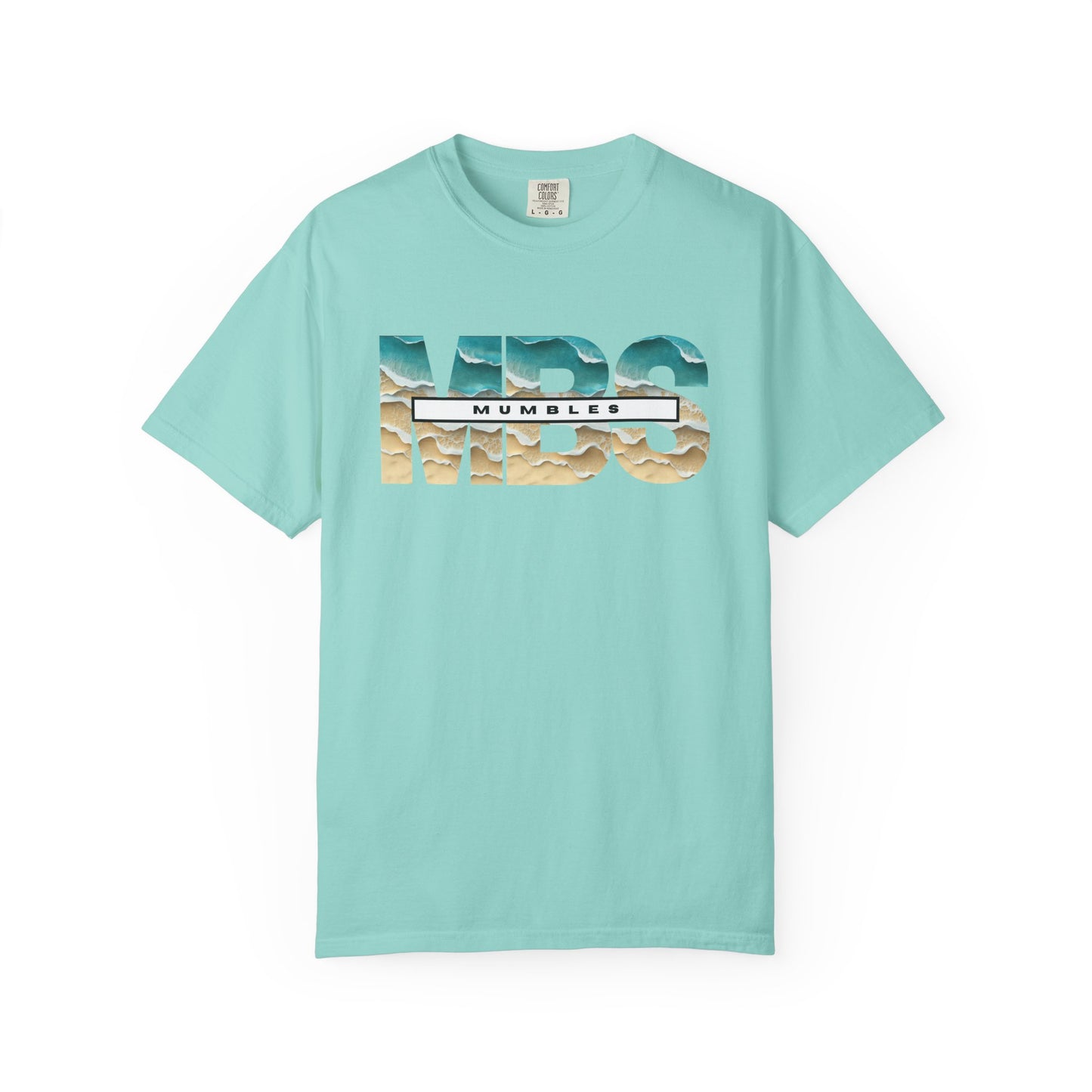 Mumble Sea Shore Waves | MBS Beach Photo Text T-shirt | Coastal Wave Typography Tee