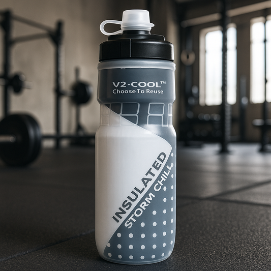 V2-Cool Storm Chill Insulated Water Bottle 620ml/ 20 oz |Slim & Leak Proof Cycling Water Bottle for Outdoor Sports & Activities|Double Wall Insulated Bottle, Cold Water Bottle for Travel & Gym (Black)