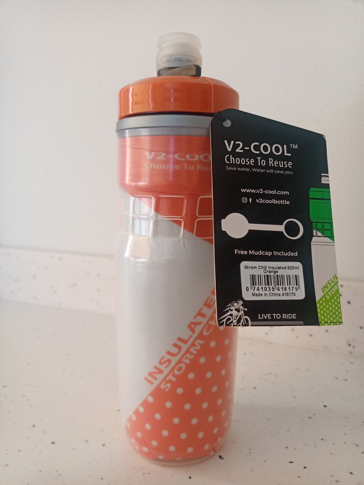 V2-Cool Storm Chill Insulated Water Bottle 620ml/ 20 oz |Slim & Leak Proof Cycling Water Bottle for Outdoor Sports & Activities|Double Wall Insulated Bottle, Cold Water Bottle for Travel & Gym (Black)