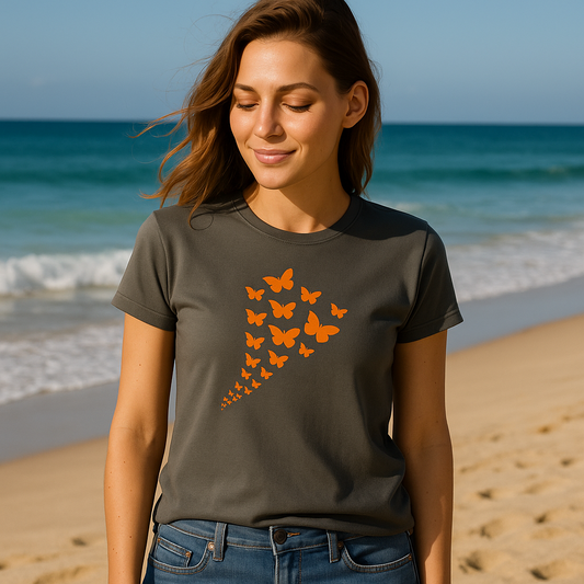 Women’s Butterfly Tornado Tee | Sunset | 100% Cotton | Semi-Fitted