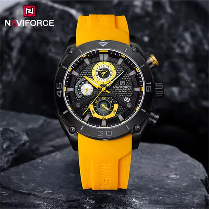 NAVIFORCE Men's Sport Watch Casual Silicone Strap Waterproof Luminous Chronograph Quartz Wristwatch