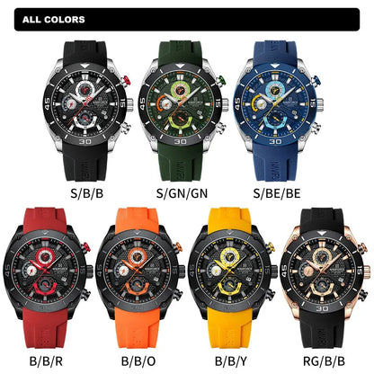 NAVIFORCE Men's Sport Watch Casual Silicone Strap Waterproof Luminous Chronograph Quartz Wristwatch