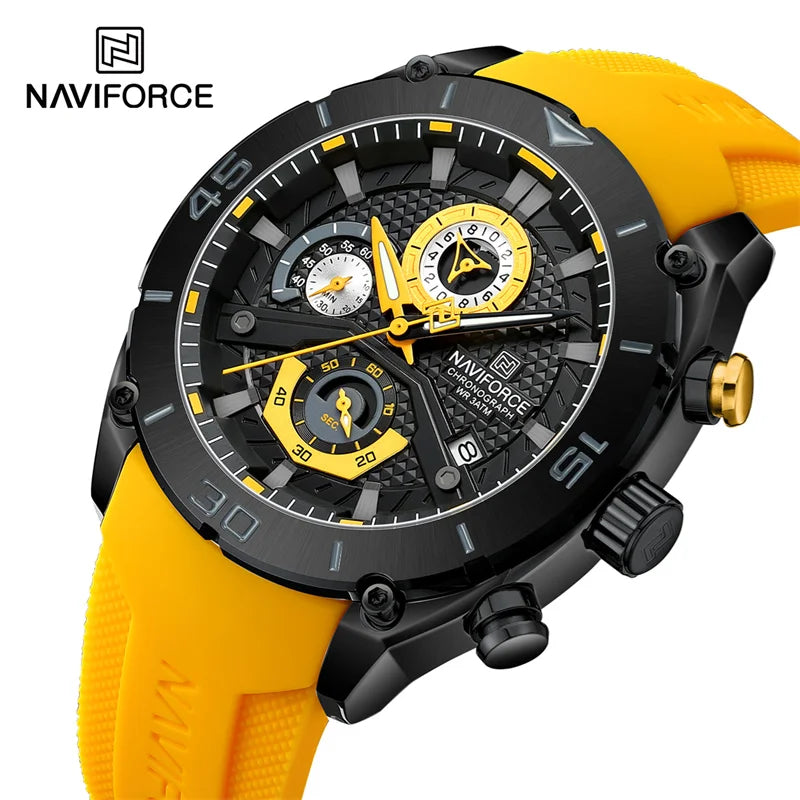 NAVIFORCE Men's Sport Watch Casual Silicone Strap Waterproof Luminous Chronograph Quartz Wristwatch