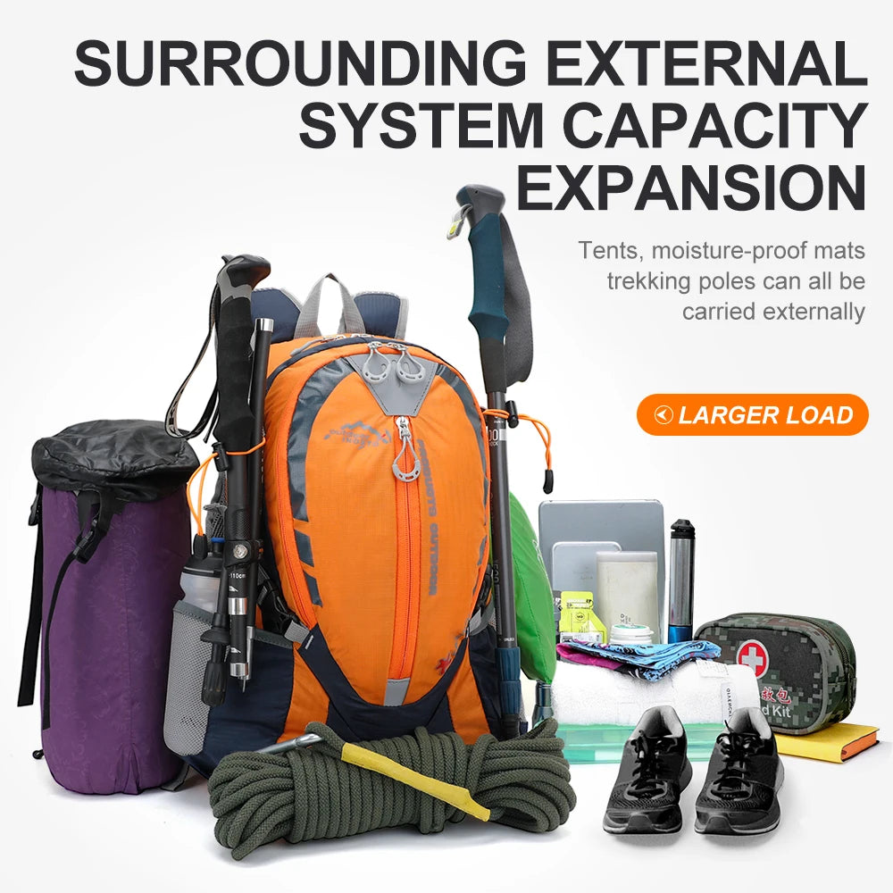 A 25L Backpack with an Optional 2L Hydration Bladder.