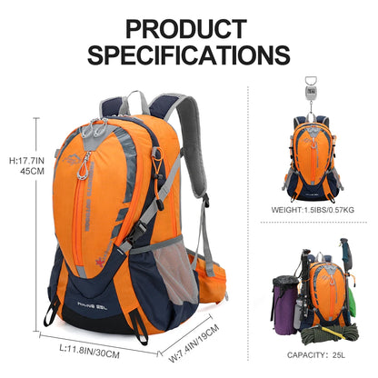 A 25L Backpack with an Optional 2L Hydration Bladder.