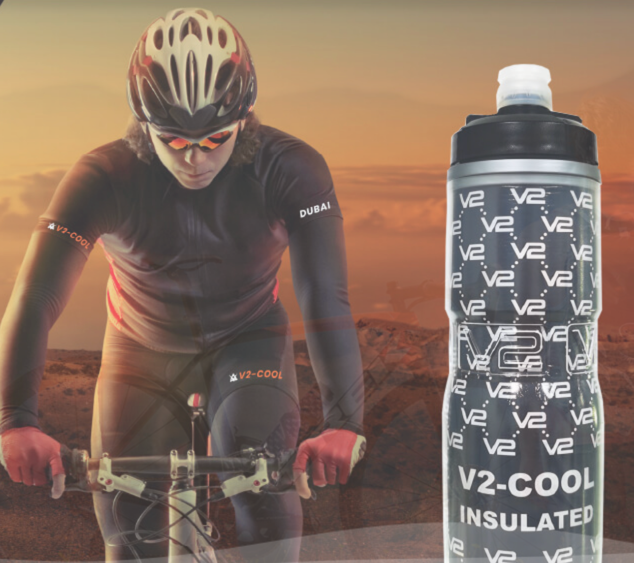 V2-Cool Storm Chill Insulated Water Bottle 620ml/ 20 oz |Slim & Leak Proof Cycling Water Bottle for Outdoor Sports & Activities|Double Wall Insulated Bottle, Cold Water Bottle for Travel & Gym (Black)
