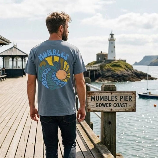 Mumbles | Sun wave Surf Graphic T-shirt | Ocean Breeze Wave Design, Summer Vibes